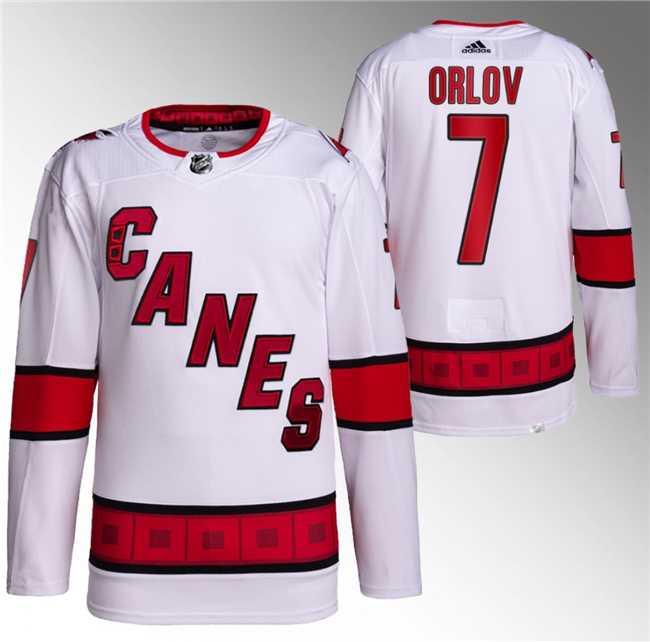 Mens Carolina Hurricanes #7 Dmitry Orlov White Stitched Jersey